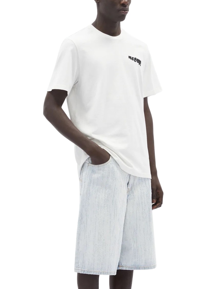 Msgm Bermuda Shorts In Light Denim With A Destroyed Effect In Blue