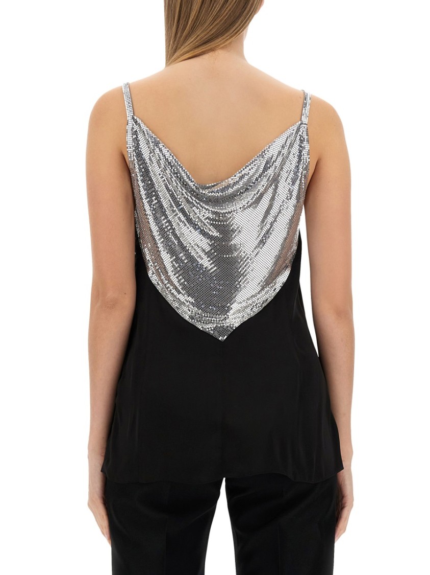 Rabanne Top With Sequin Embellishment And Draped Neckline In Black