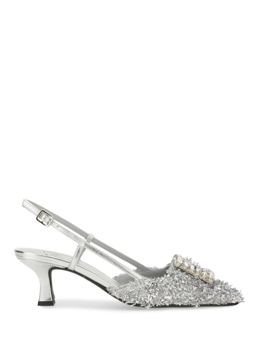 Shop Roberto Festa "stefy" Slingback In Silver