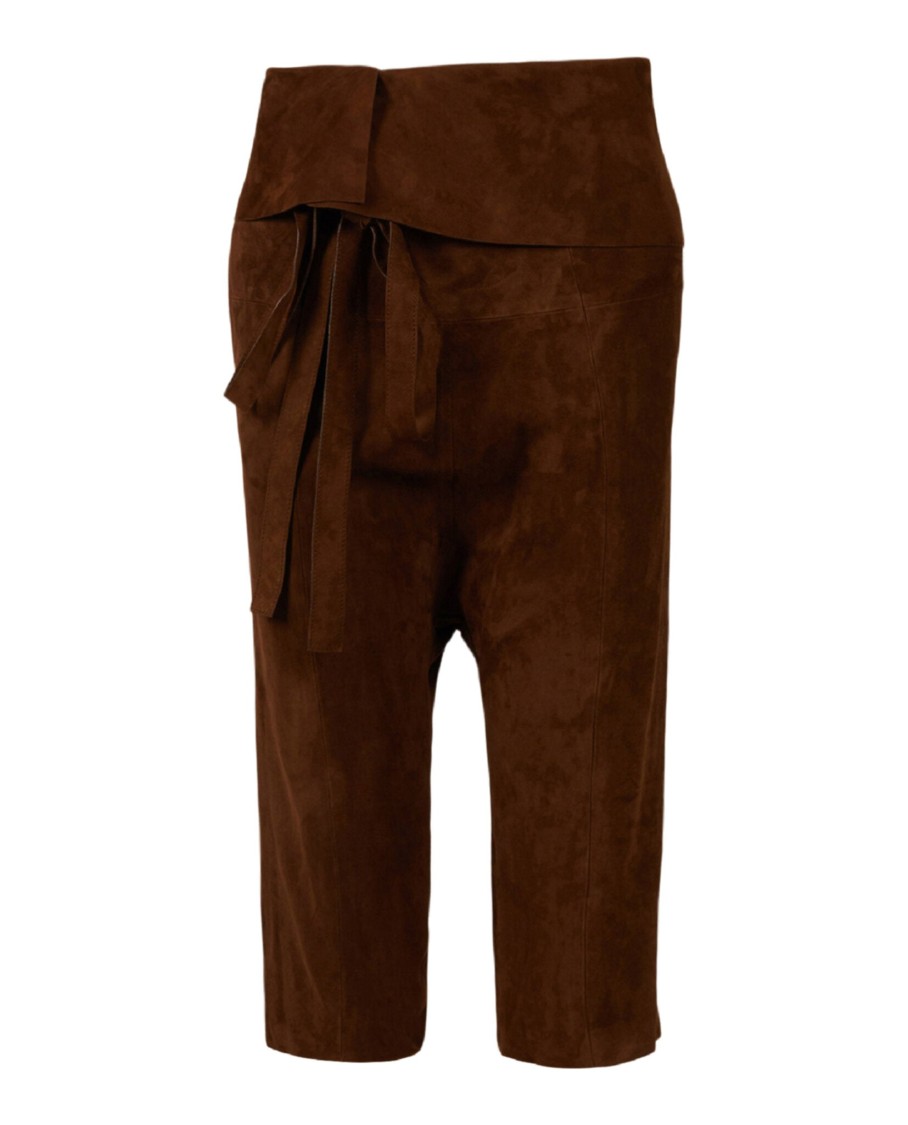 Saint Laurent Cropped Suede Droped Shorts