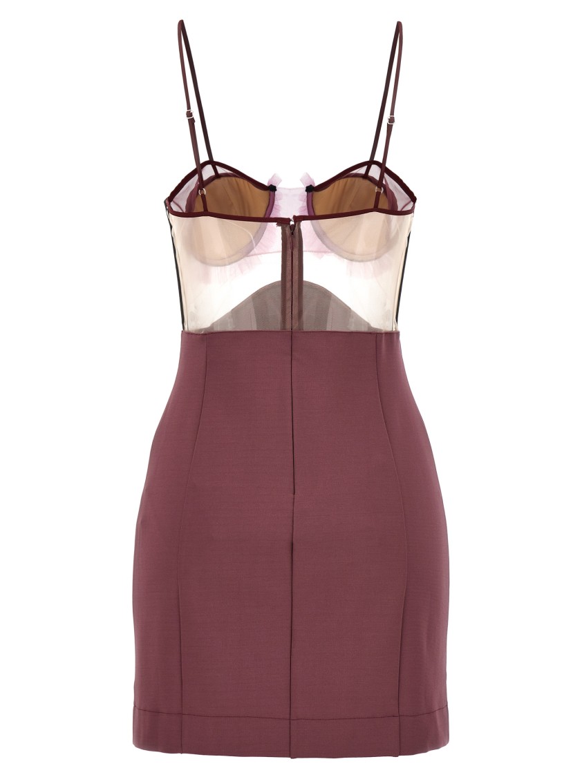 Nensi Dojaka 'explosive Flower Bra' Dress In Burgundy