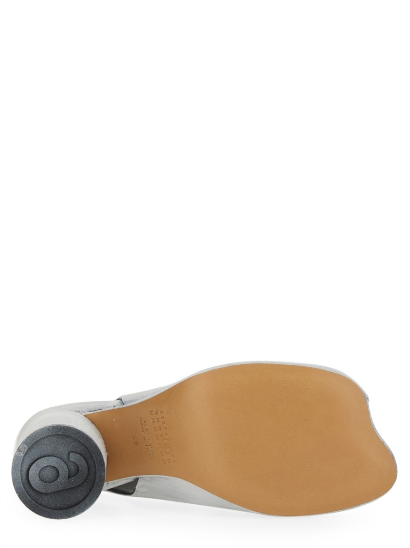 Mm6 Maison Margiela Block Heel Open Toe Sandals With Textured Finish