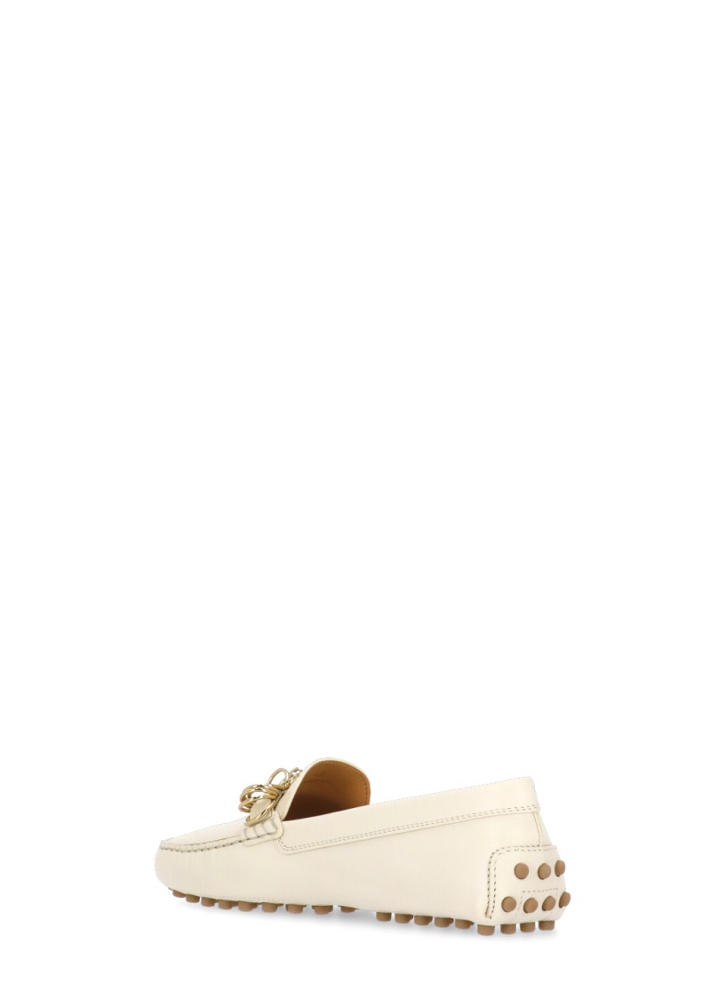Tod's Ivory Leather Loafers In Neutrals