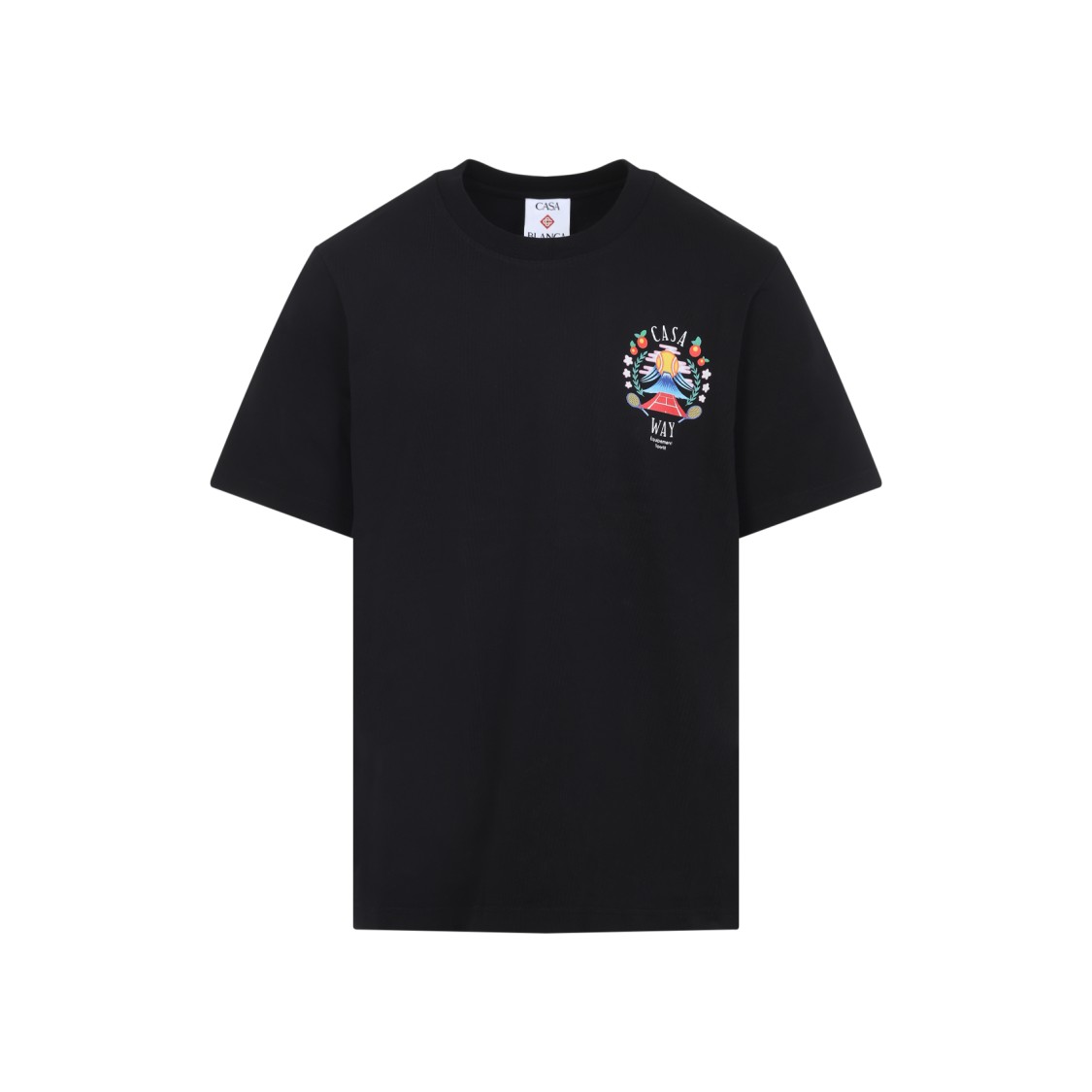 Casablanca Casa Way Mountain Printed Organic Cotton-jersey T-shirt In Black