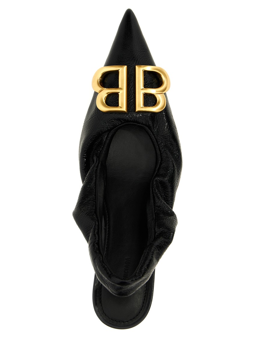 Balenciaga Pointed Toe Slingback Heels With Elasticized Opening In Black