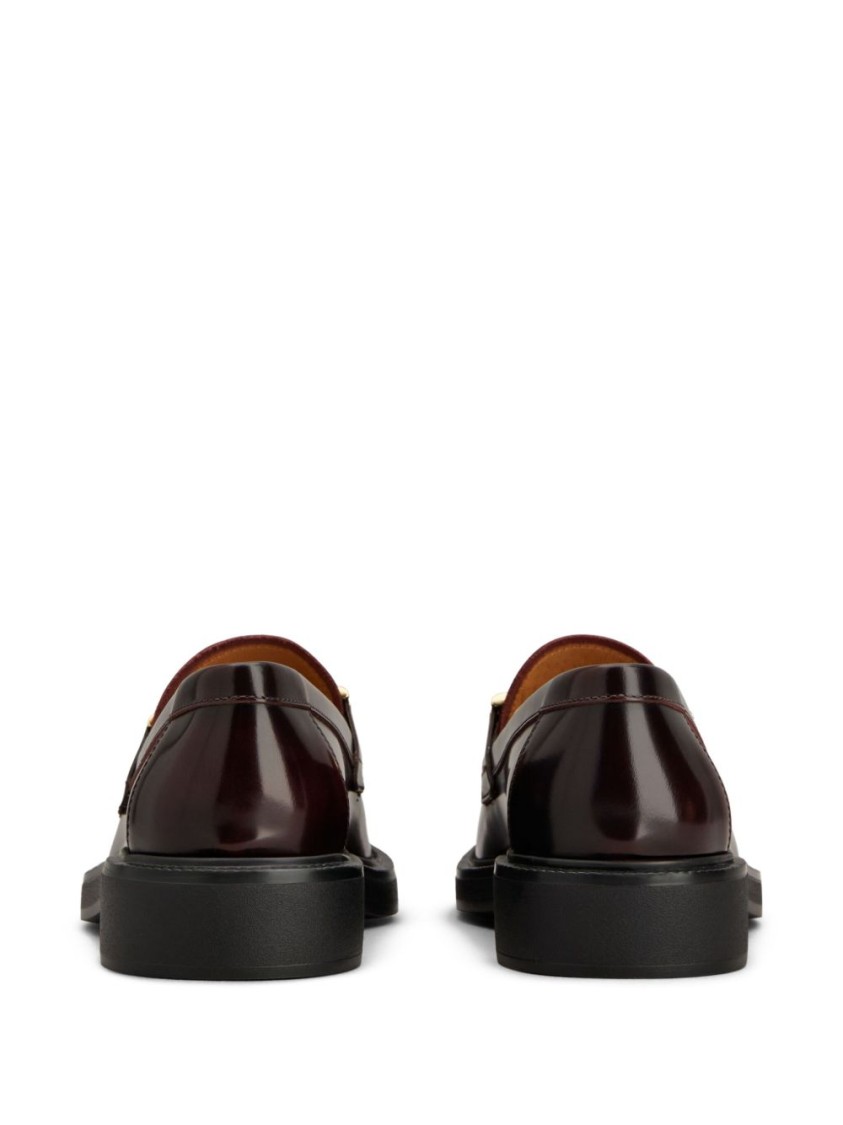 Tod's Polished Burgundy Loafers With Decorative Metal Bar In Burgundy