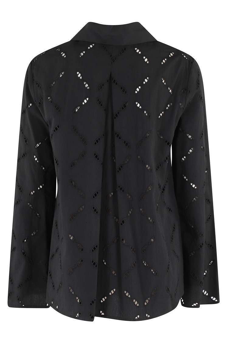 Semicouture Semi Couture Angelina Blouse With V-neck And Embroidered Detail In Blue