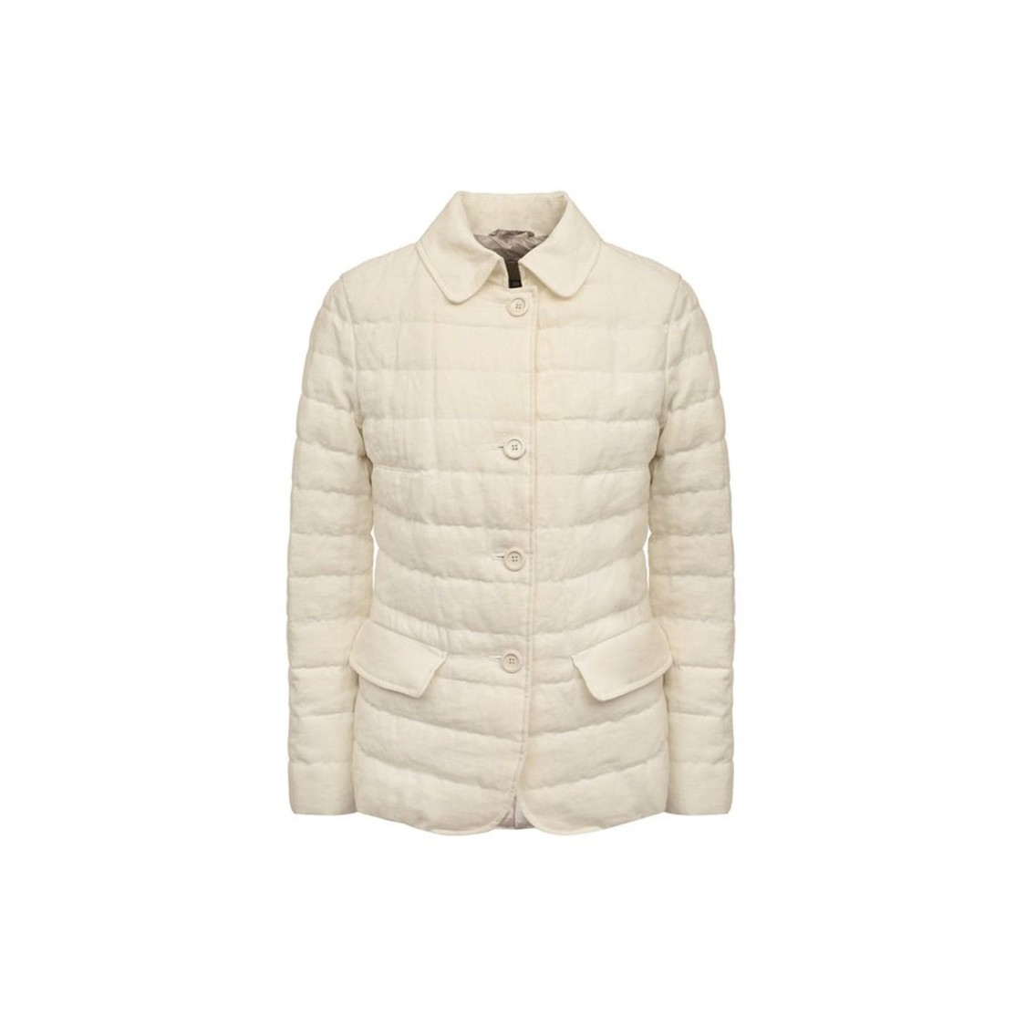 Herno Padded Linen Down Jacket With Classic Button Closure