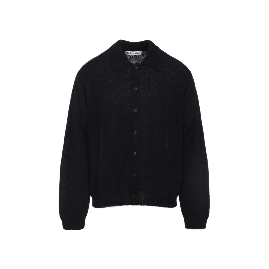 Our Legacy Fine Knit Polo Sweater In Black