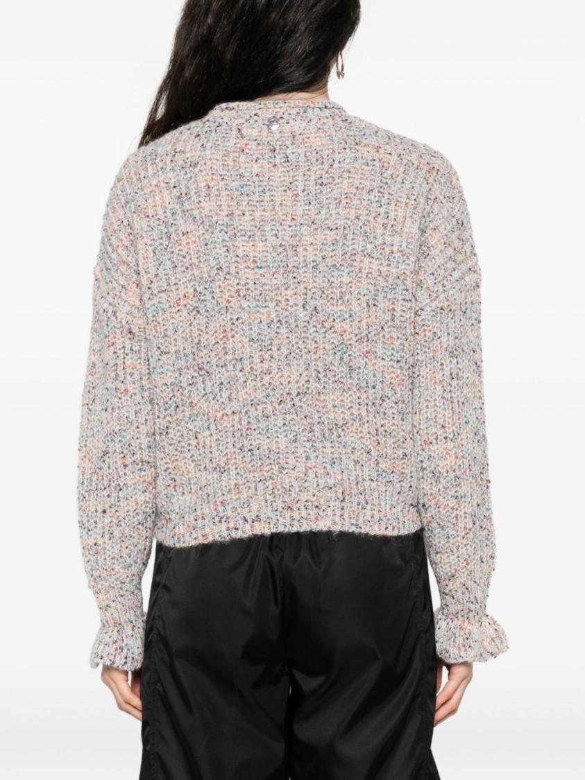Twinset Twin-set Textured Knit Sweater With Ruffled Edges In Multi