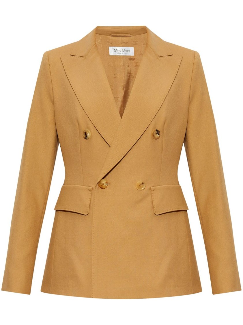 Max Mara Cotton Crepe Double Breasted Jacket In Brown