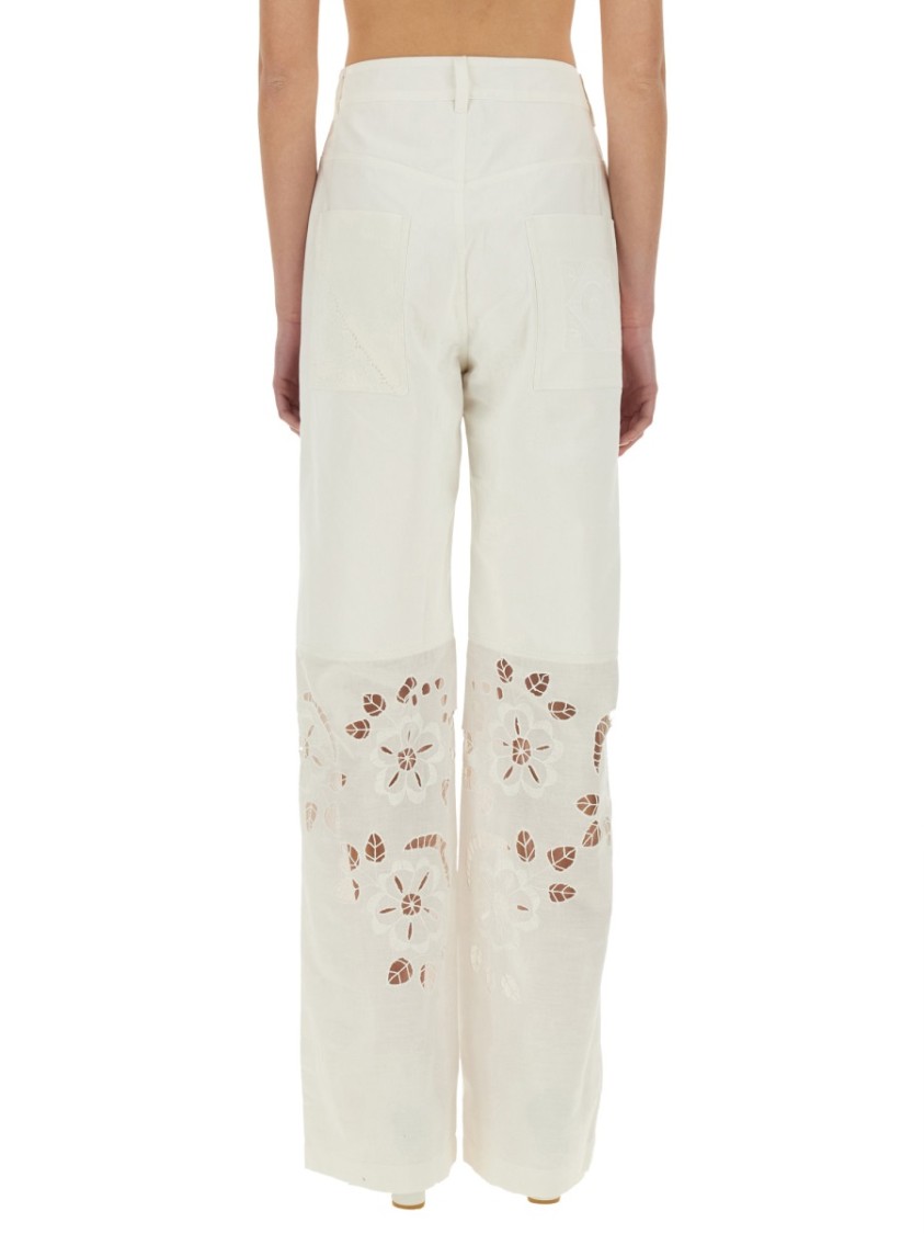 Marine Serre Women Upcycled Linen Pants In White