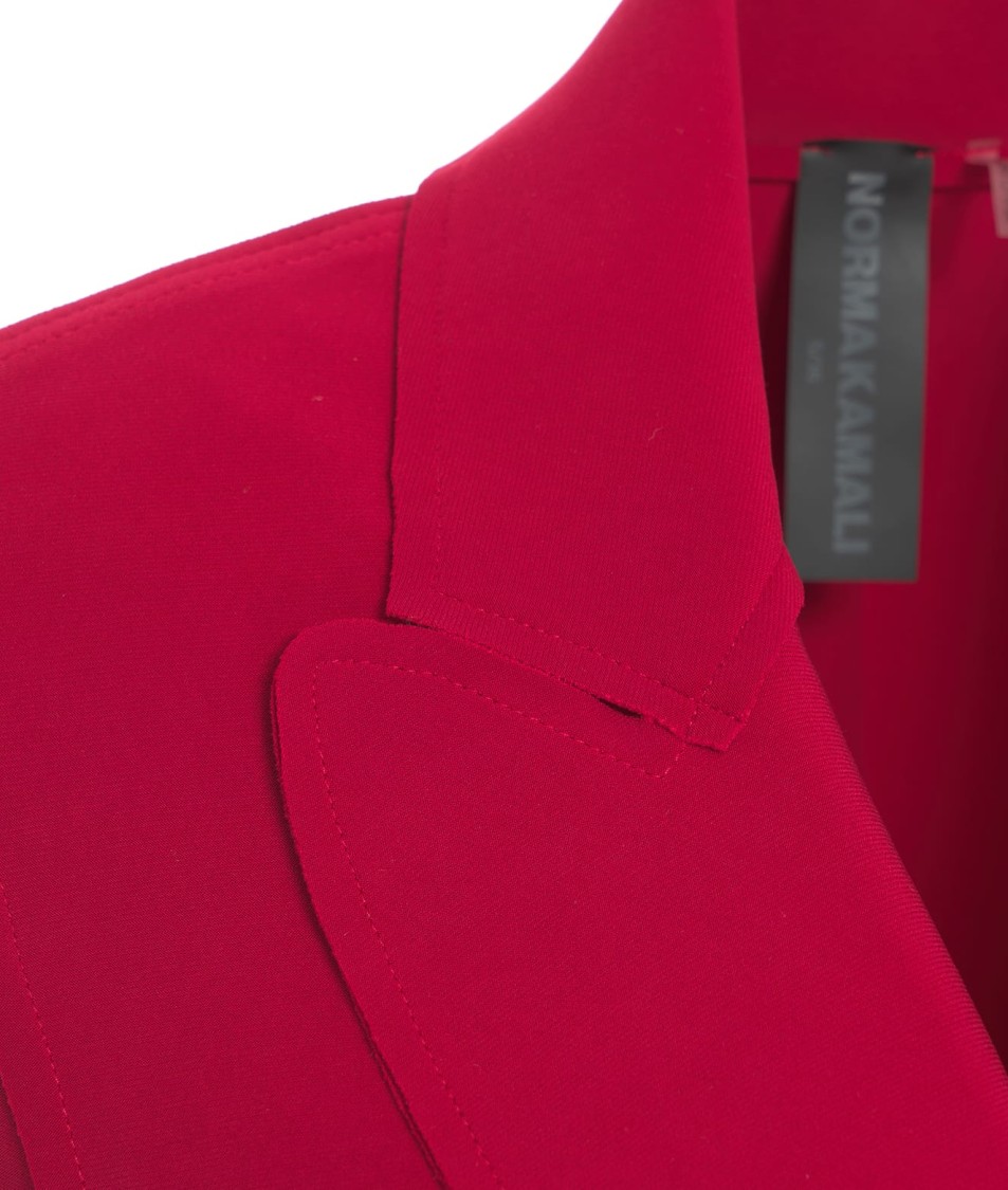 Shop Norma Kamali Single-breasted Blazer With Peaked Lapels In Red