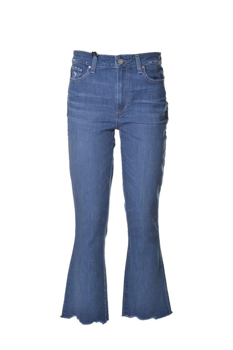 PAIGE PAIGE COLETTE CROP FLARE JEANS IN BLUE DENIM