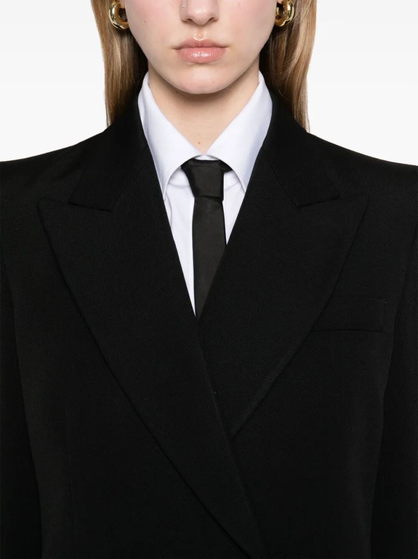 Valentino Double-breasted Tailored Jacket With Structured Shoulders In Black