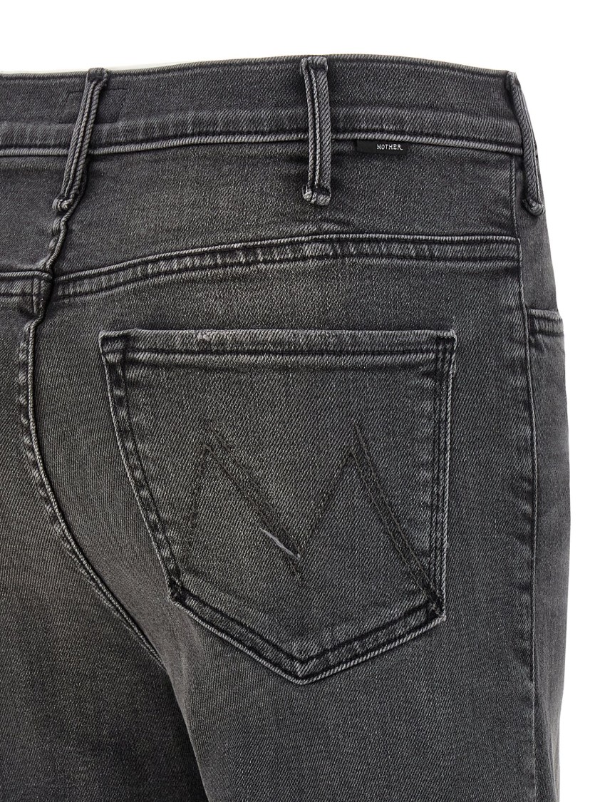 Mother Jeans Hustler Roller Sneak Fray In Black