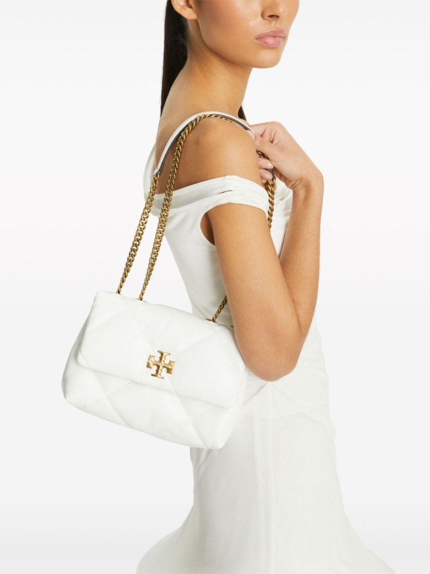 Tory Burch Diamond Quilted White Nappa Leather Shoulder Bag