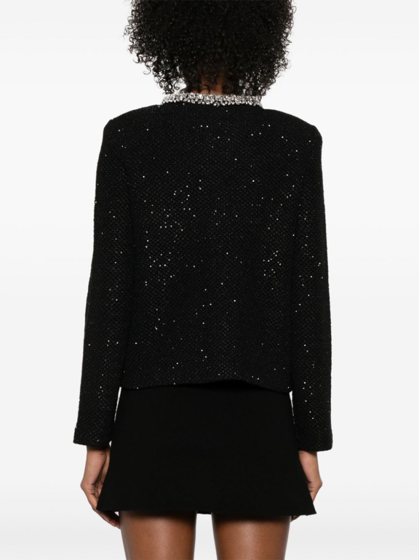 SELF-PORTRAIT SELF-PORTRAIT BLACK COTTON WOOL BLEND SEQUIN JACKET