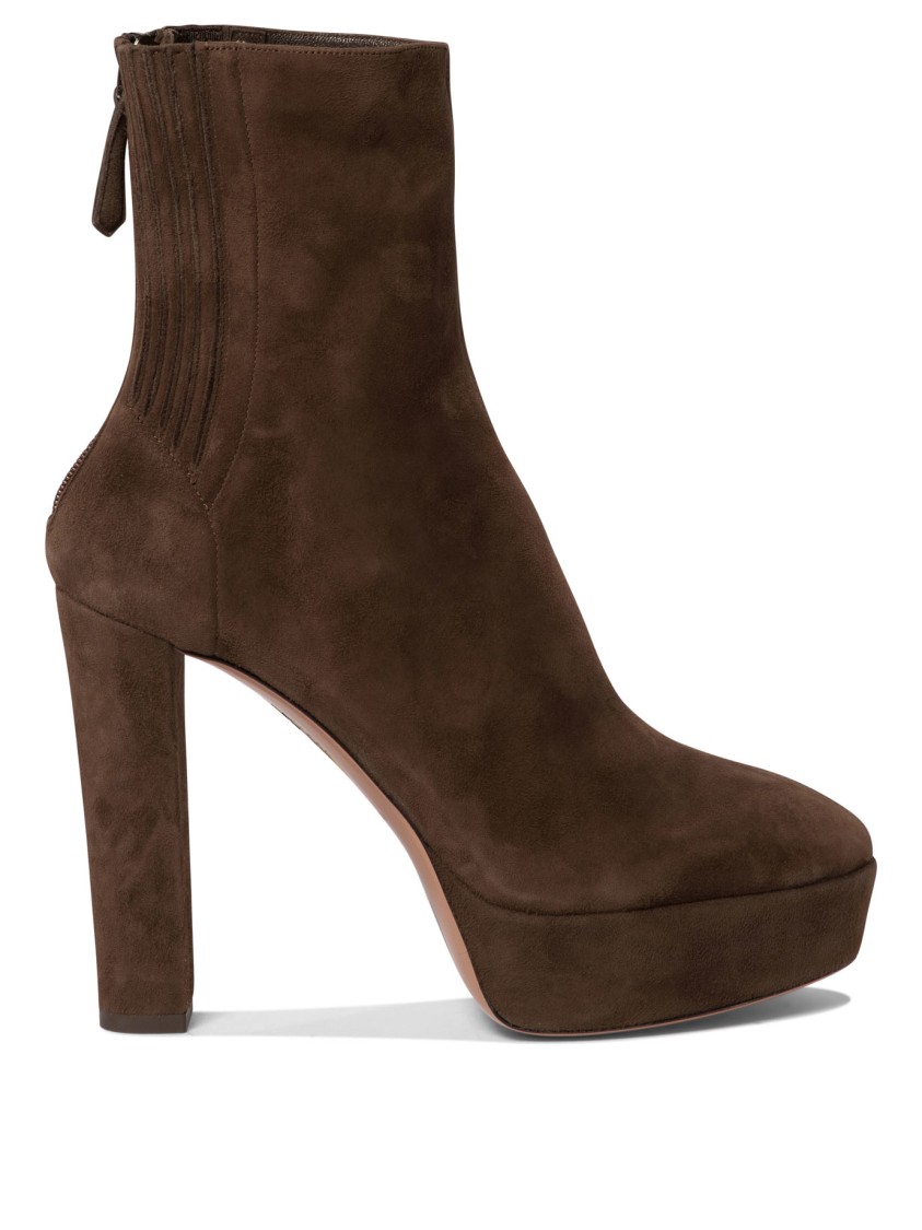Aquazzura Plateau Ankle Boots With Heel In Brown