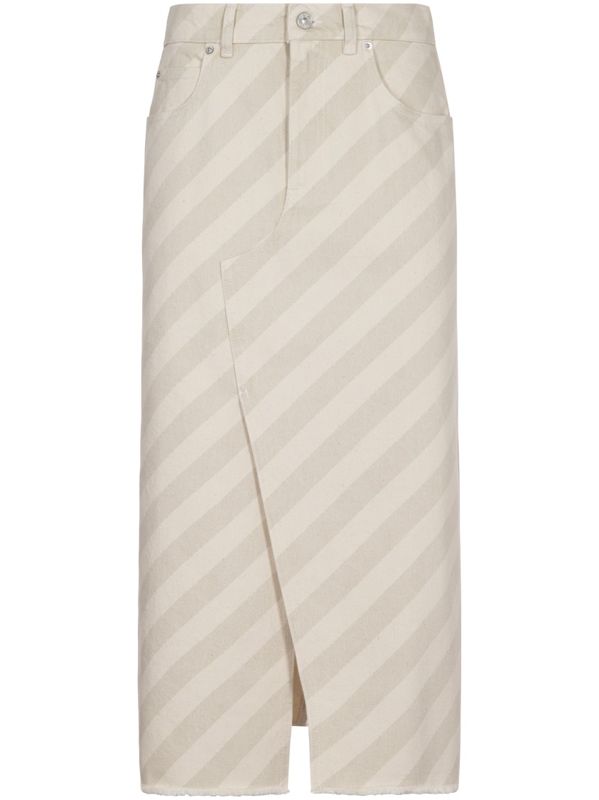 Marni Diagonal Stripe Wrap Skirt In Neutral