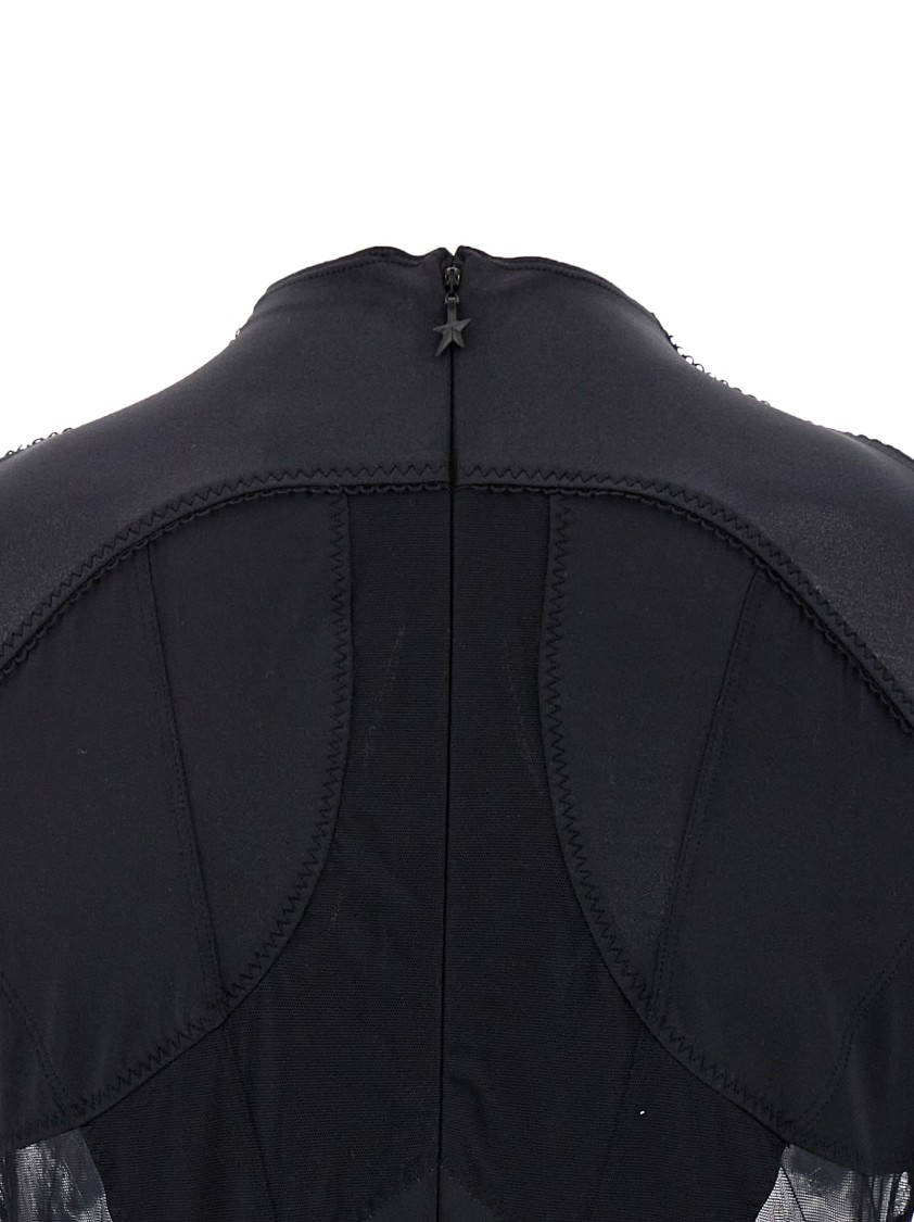 Mugler Layered Bodysuit Fitted Silhouette In Black