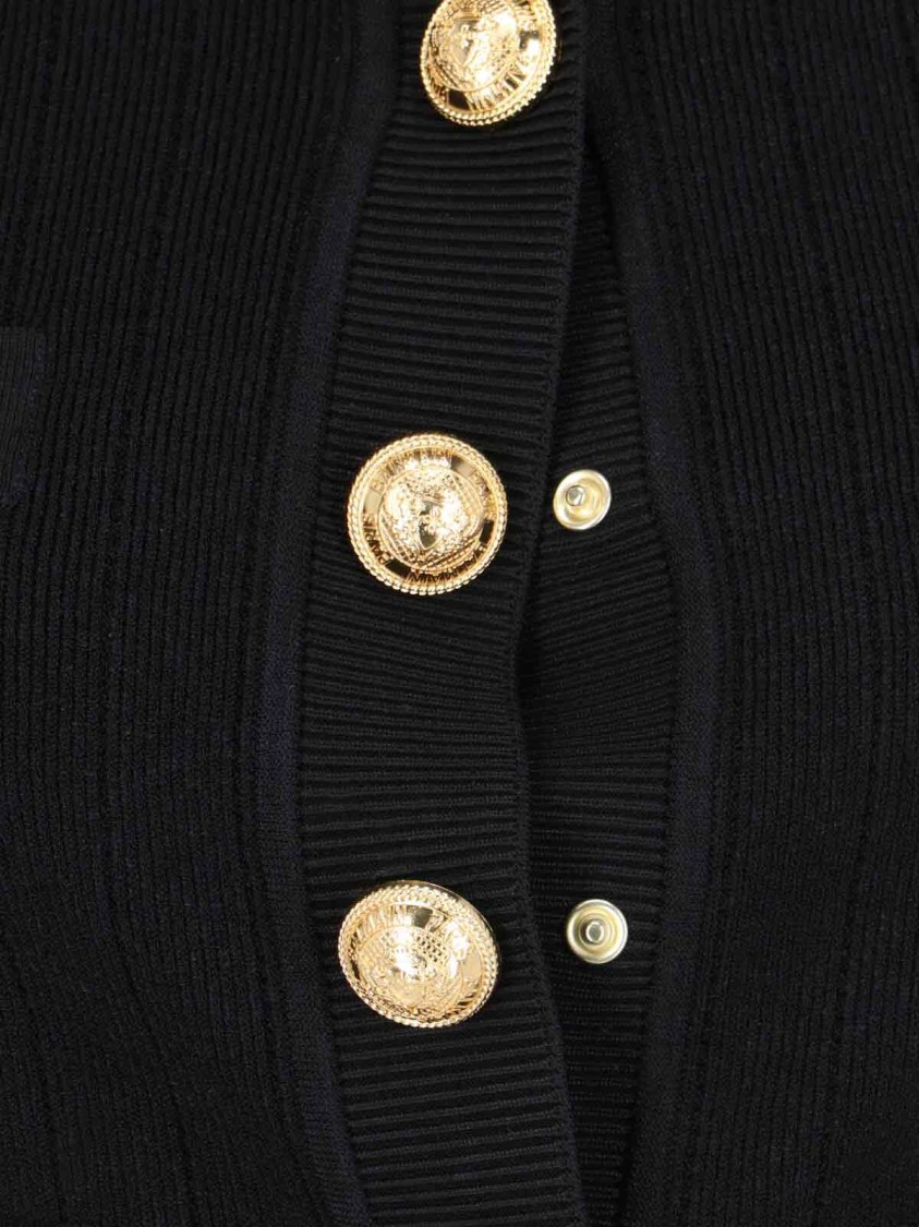 Shop Balmain Decorative Button Cardigan – Black