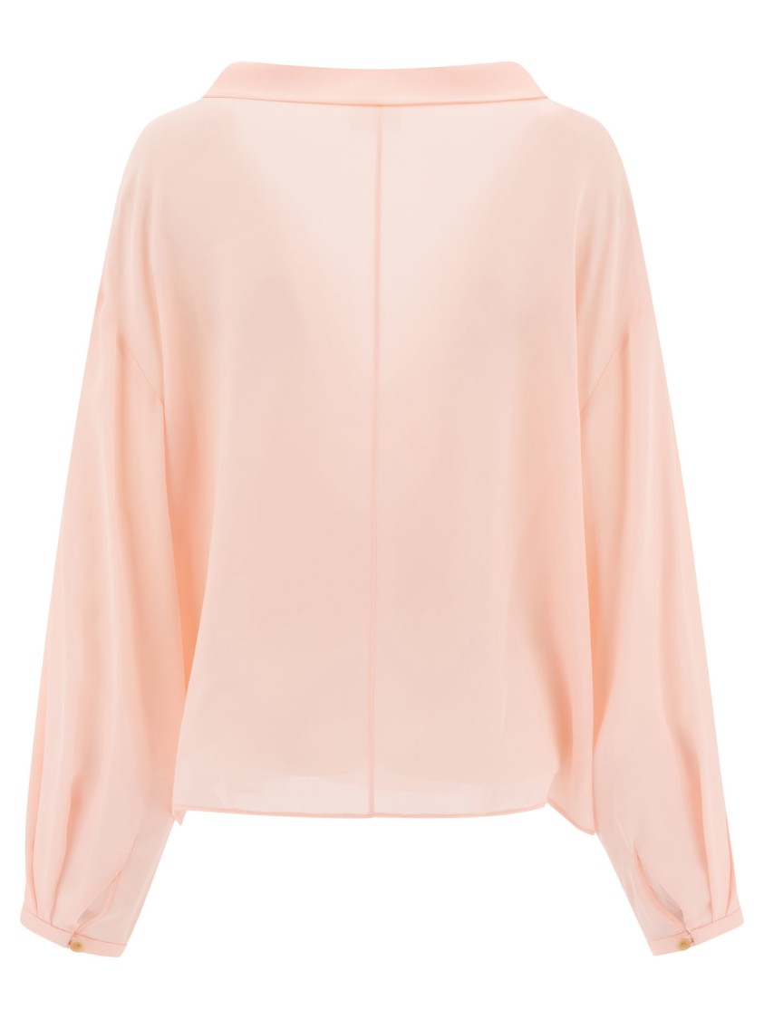 Khaite Silk Shirt With Wide Collar In Pink