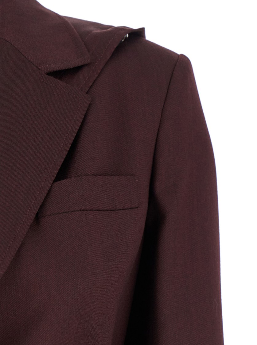 Pinko 'cortez' Bordeaux Jacket With Notched Revers And Removable Hood In Wool Blend Woman In Burgundy