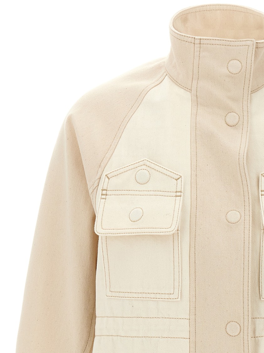 Fendi Two-tone Cotton Denim Parka In Multi