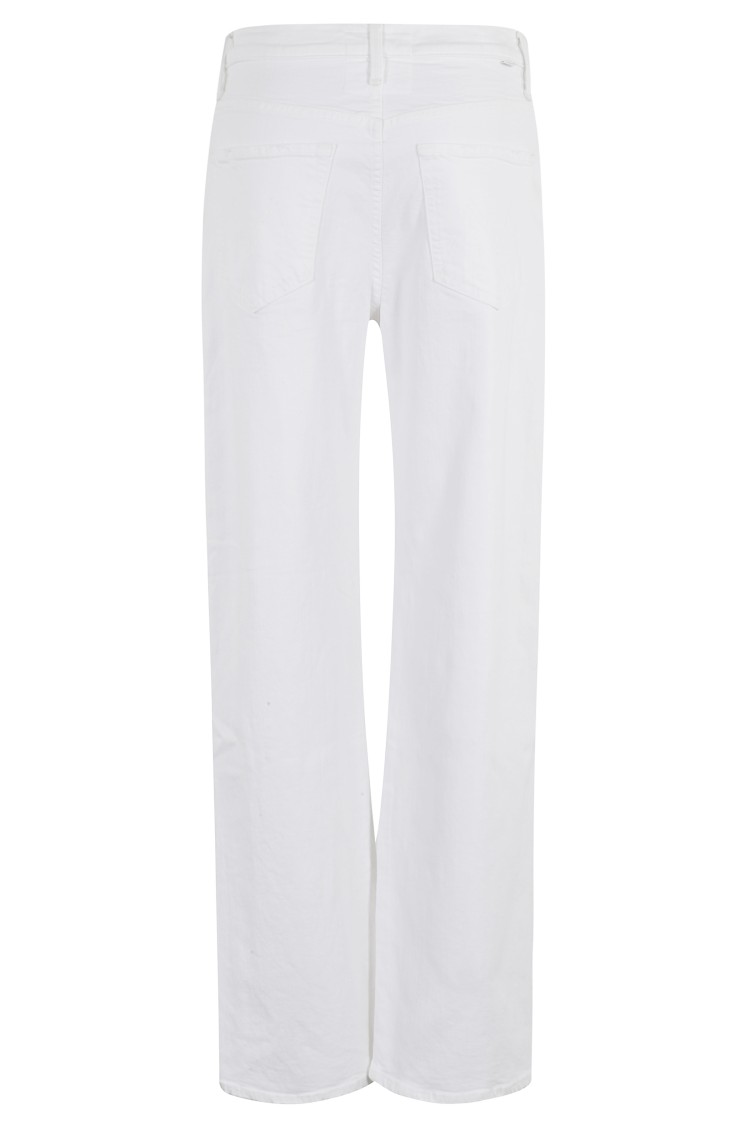 Shop Mother The Dodger Sneak High-waisted Straight Leg Jeans In White
