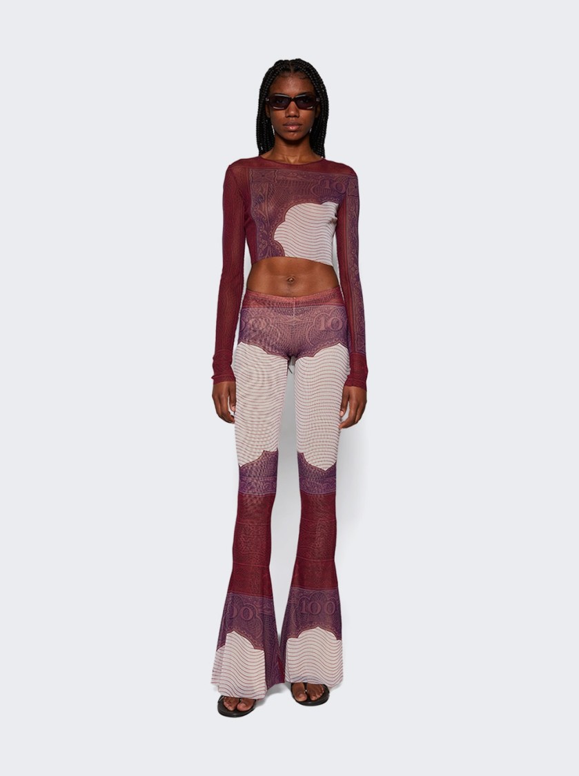 Jean Paul Gaultier Cartouche Printed Mesh Flare Pant In Multi
