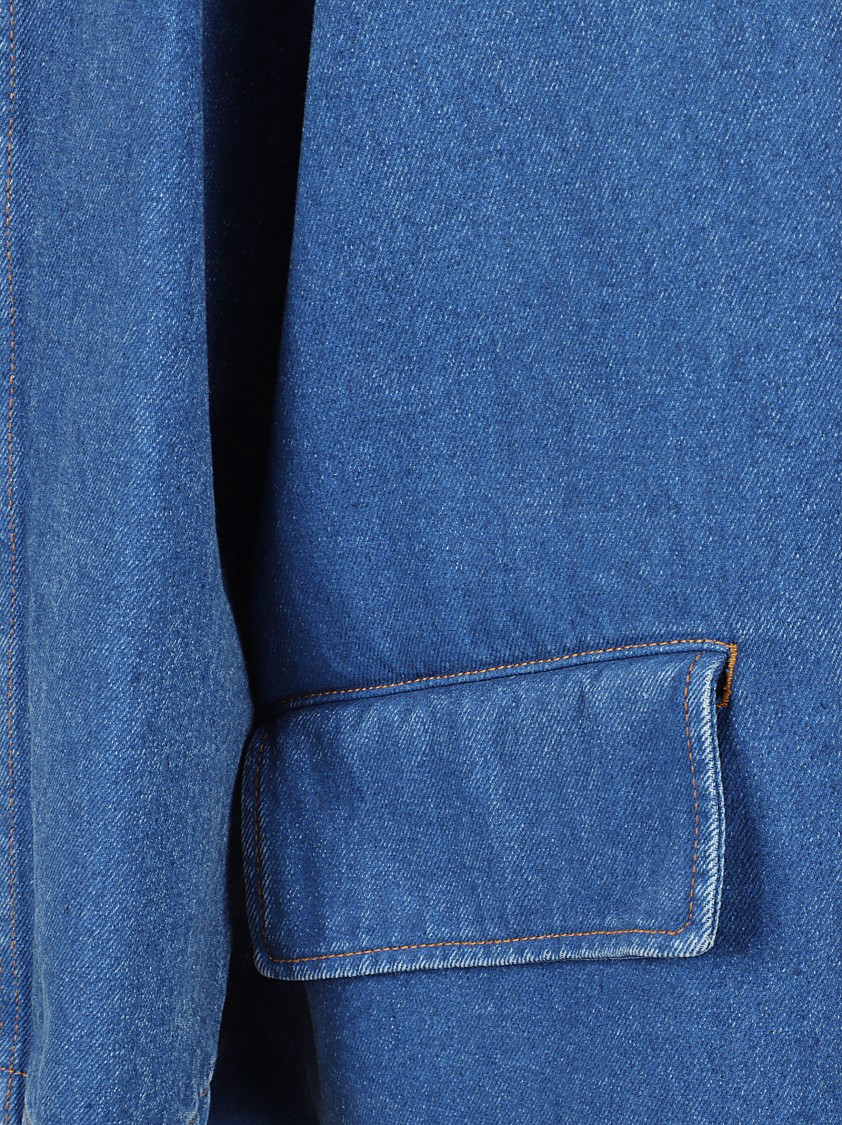 Marni Oversized Denim Jacket With Structured Collar In Blue