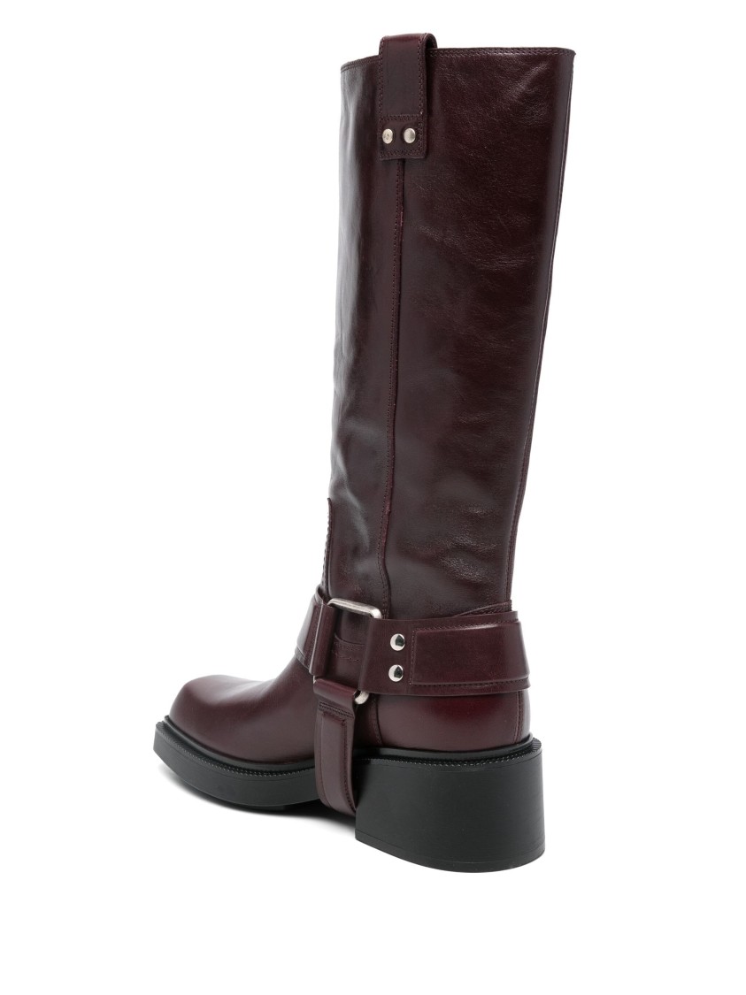 Vic Matie Vic Matié Sleek Leather Ankle Boots With Chunky Heel In Brown
