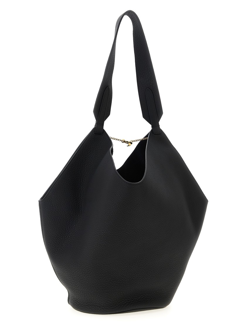 Khaite Small Lotus Leather Top Handle Bag In Black