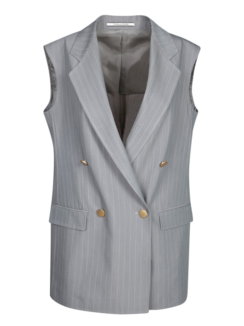 Shop Tagliatore Tailored Double-breasted Vest With Gold Buttons