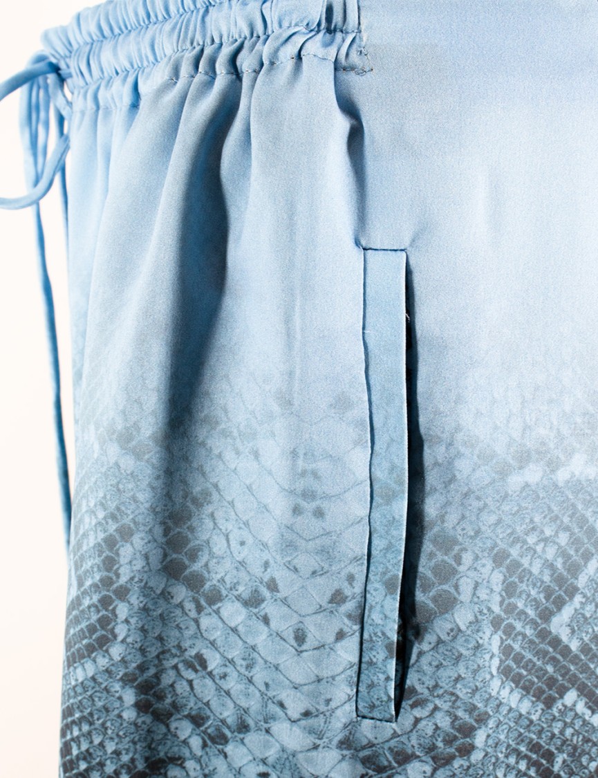 ERMANNO SCERVINO ERMANNO SCERVINO BLUE PYTHON PRINT SILK JOGGER PANTS