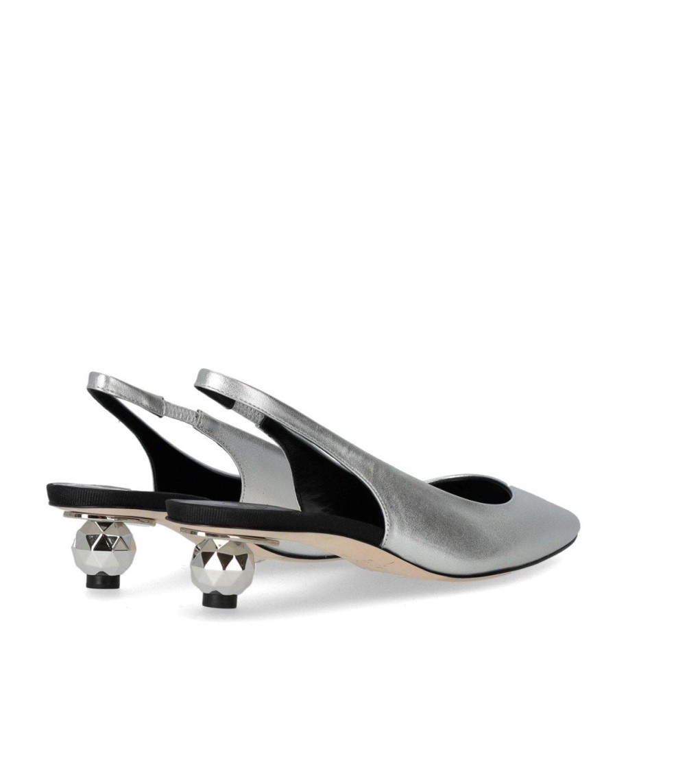 Max Mara Gallico Silver Slingback Pumps In Silver