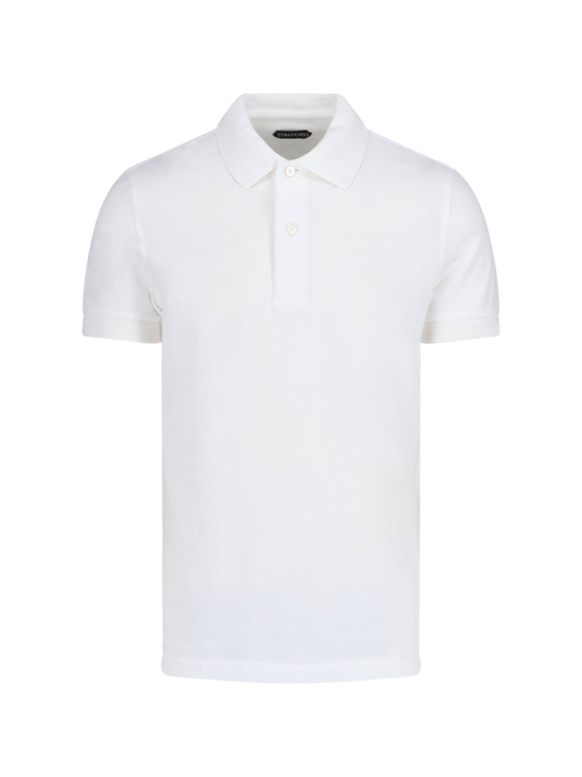 Tom Ford White Polo Shirt With Classic Collar In Cotton Blend Man