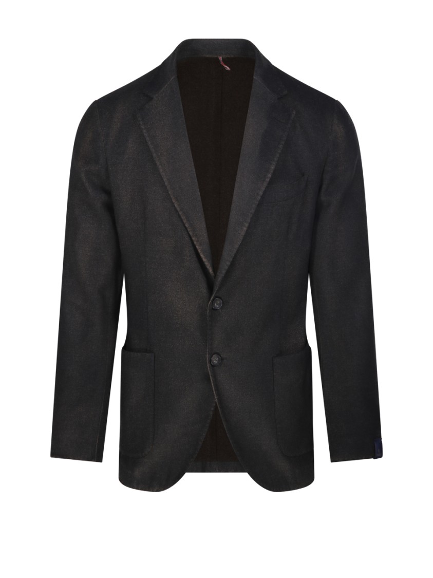 Santaniello Tailored Black Blazer With Notched Lapels In Black