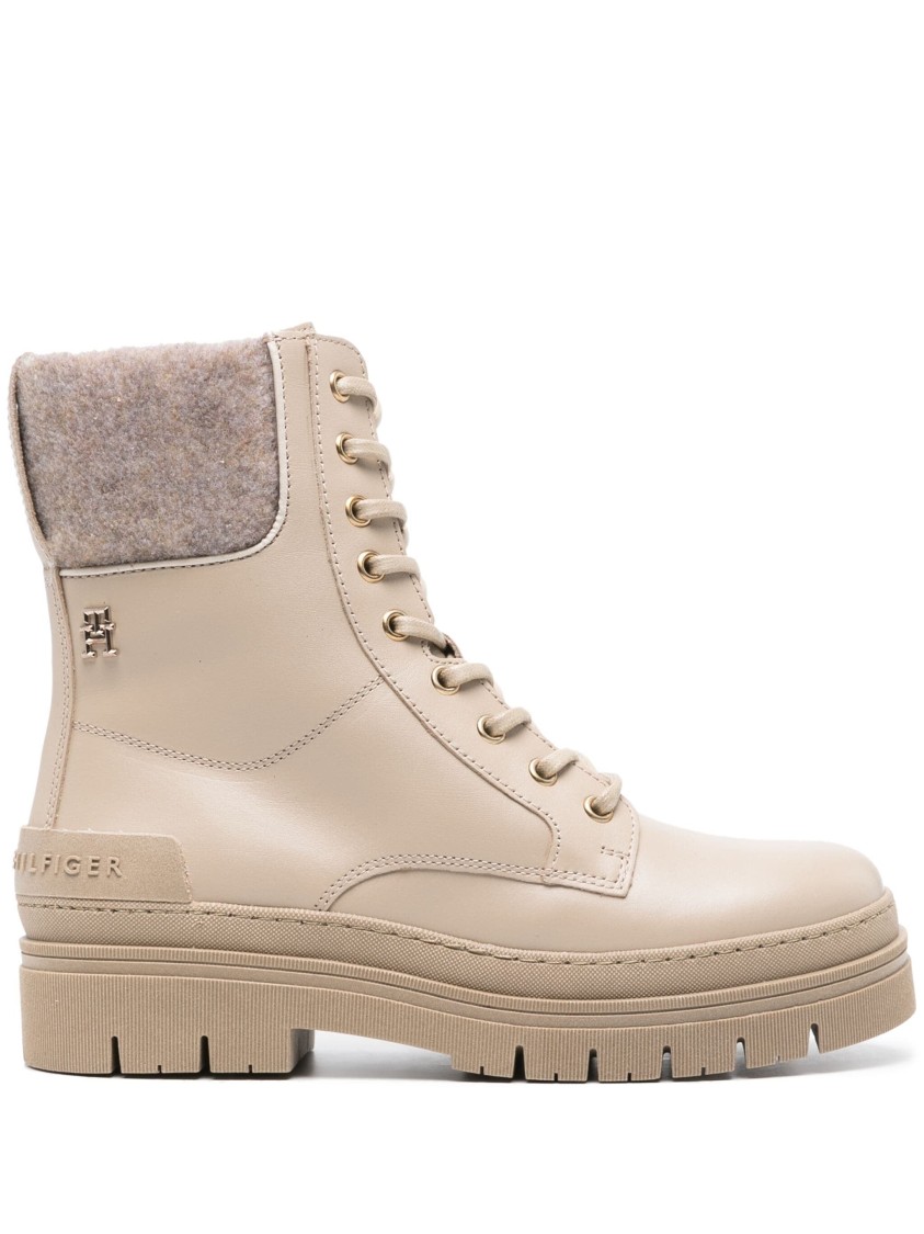 Tommy Hilfiger Feminine Felt Lace Up Bootie In Neutral