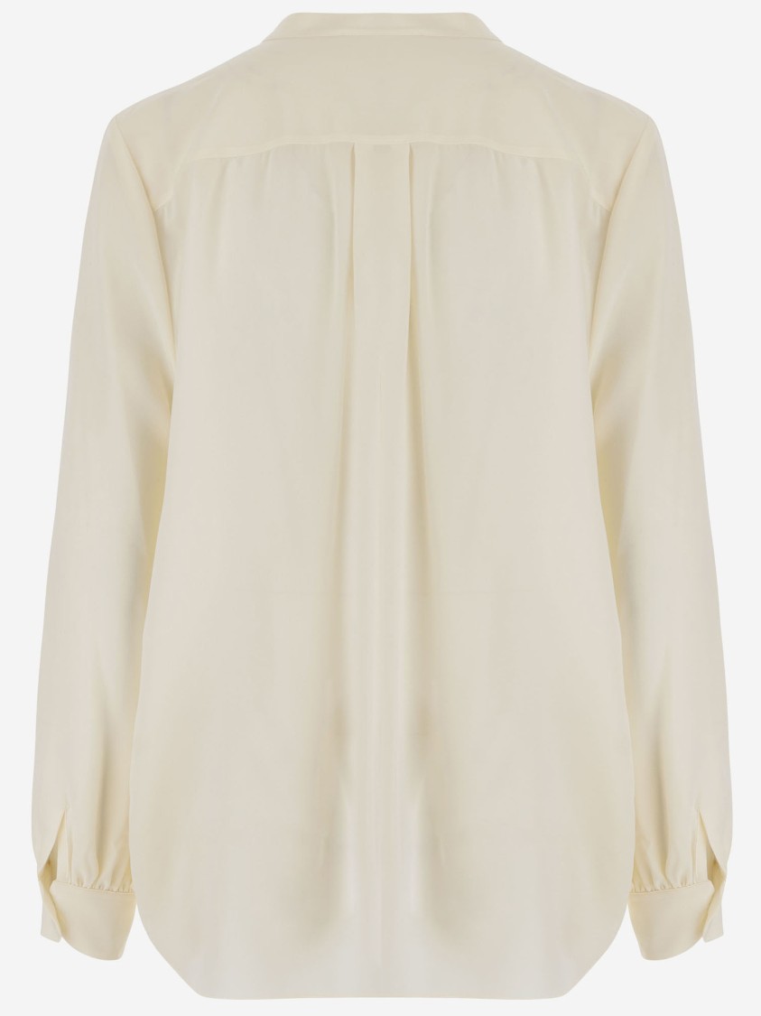 Chloé Silk Shirt With Mandarin Collar In Neutral