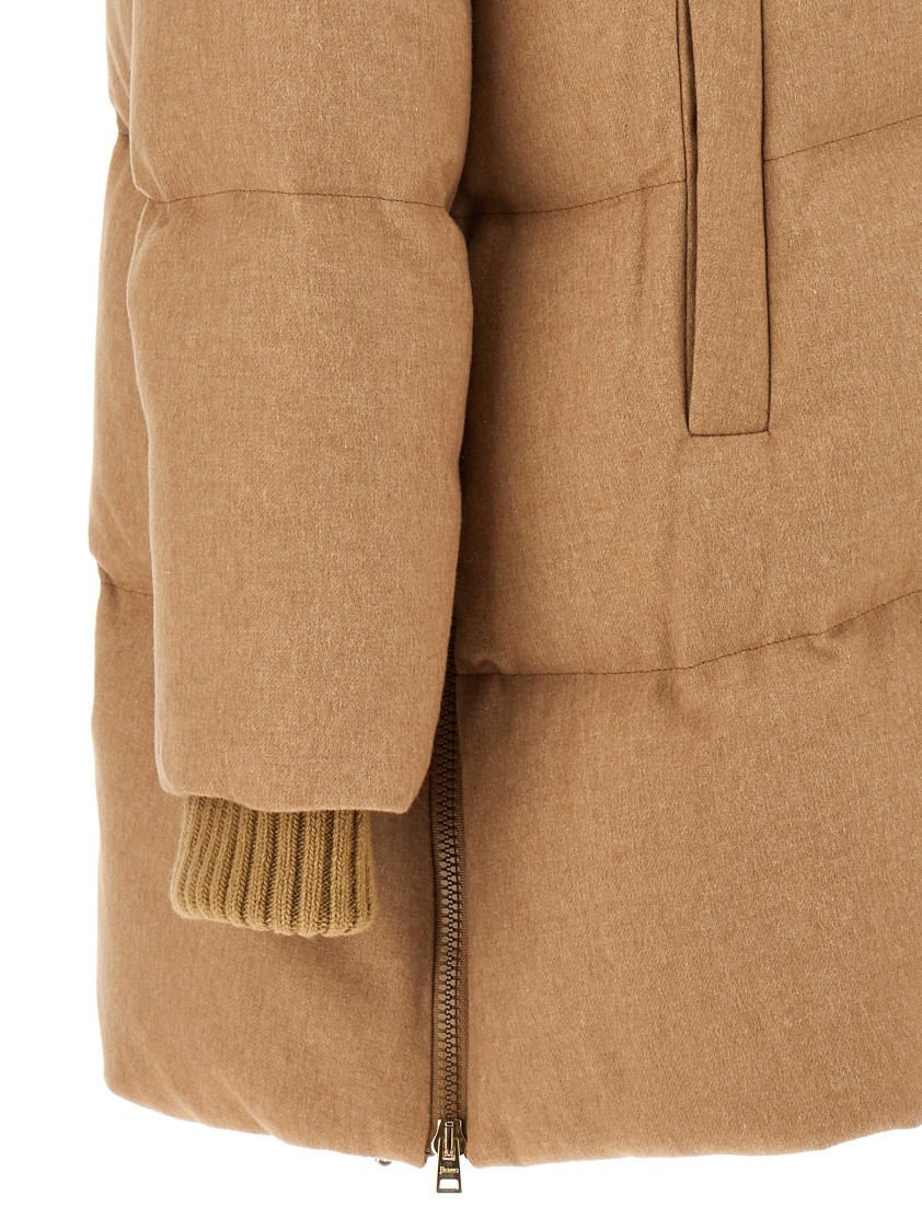 Herno Down Jacket With Hood And Quilted Design In Brown