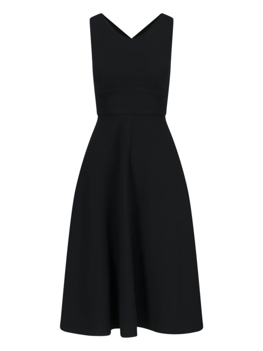 Aspesi Midnight Blue Cotton Pique Midi Dress In Black