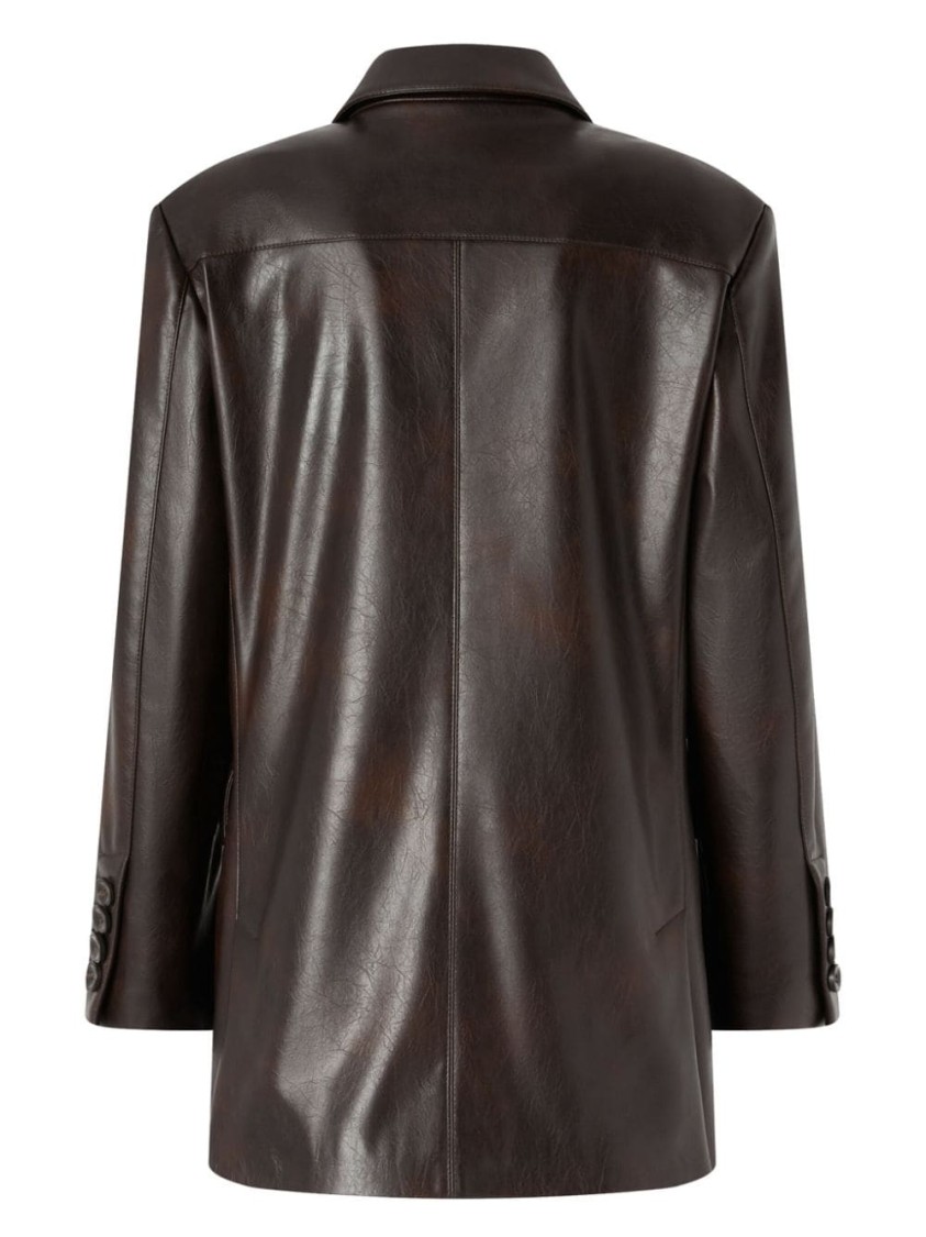 Shop Pinko Brown Faux Leather Blazer