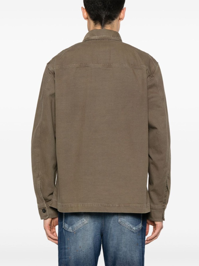 Baracuta Canvas Bomber Jacket With Chest Pockets In Brown
