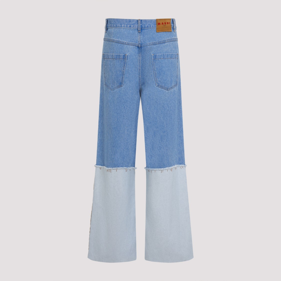 Marni Wide Leg Blue Jeans With High Turn-up In Blue
