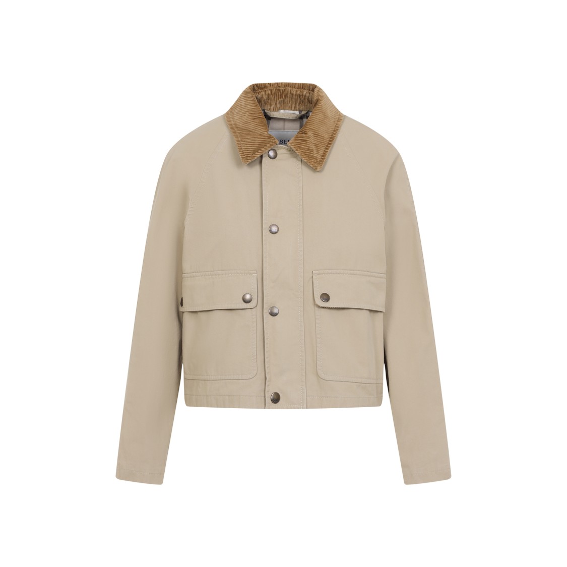 Burberry Cropped Beige Coat With Corduroy Collar In Gray