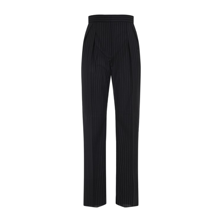 パンツ Max Mara Sesamo Pinstriped Black Virgin Wool Pants Max Mara Sesamo Pinstriped Wool Pants In Black | ModeSens