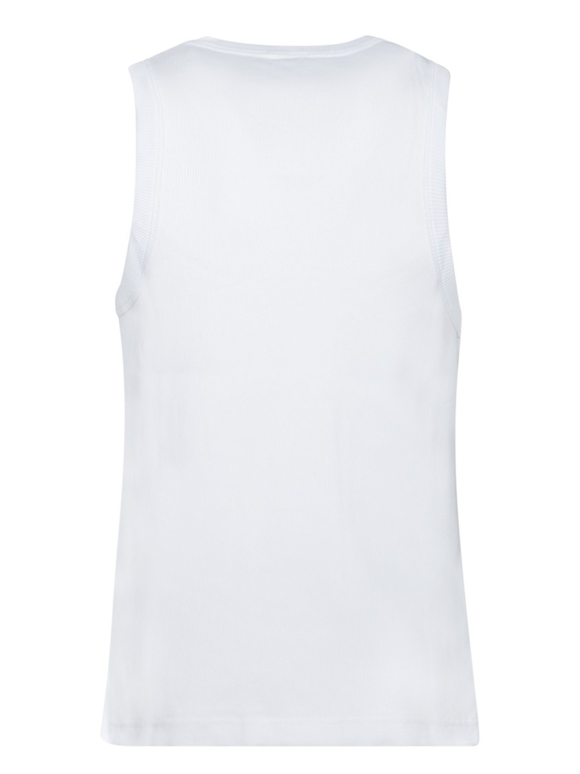 Wales Bonner Sleeveless Cotton Sweater With Ribbed Texture And Embroidered Logo In White