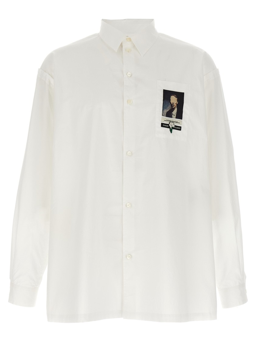 Undercover Button-down Collar Shirt With Front Pocket In White